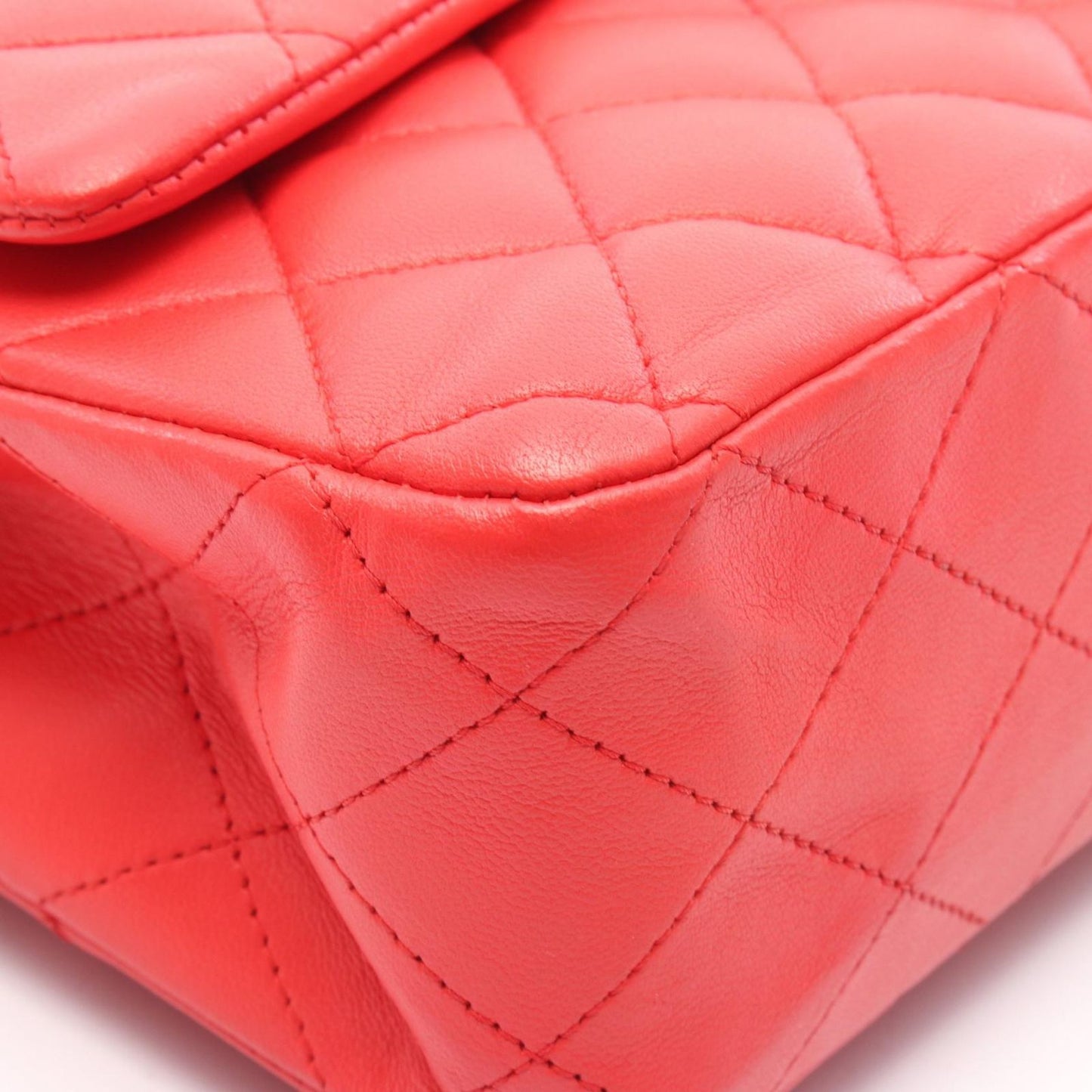 CHANEL Matelassé Double Flap Shoulder Bag in Red Leather