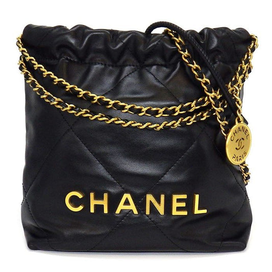 Chanel 22 Mini AS3980 Handbag in Black Shiny Calfskin