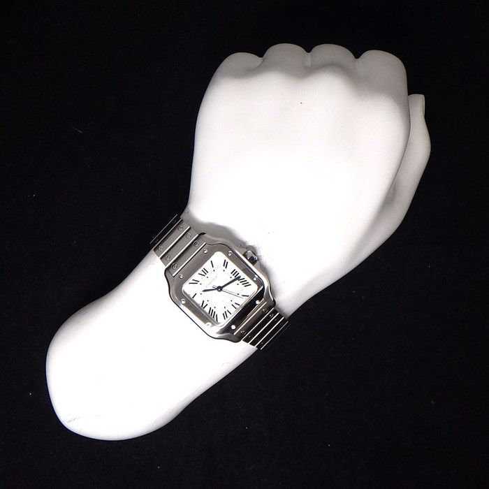 Cartier Santos MM WSSA0029 Automatic Watch - Silver Opaline Dial