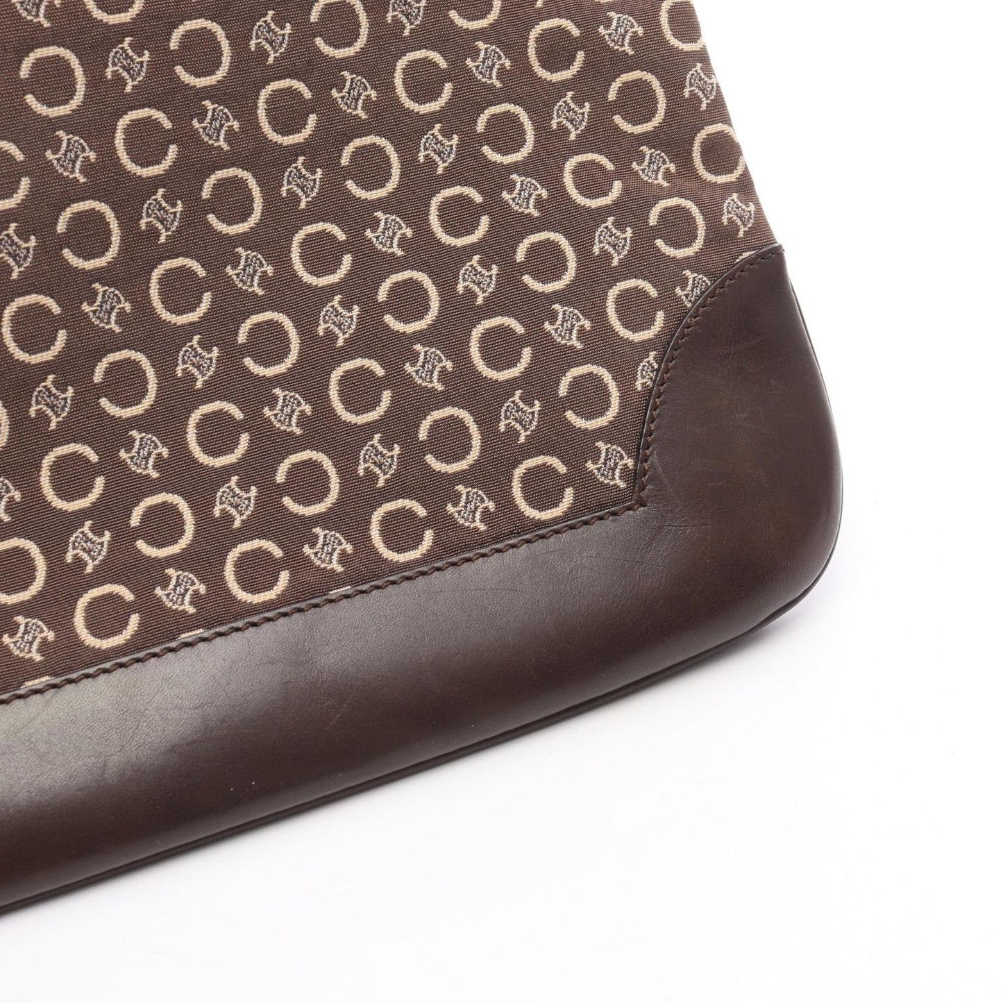 CELINE C Macadam Brown Canvas & Leather Shoulder Bag