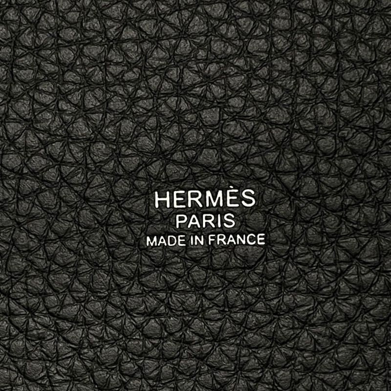 HERMES Picotin Lock MM Black Togo Leather Handbag with Silver Hardware