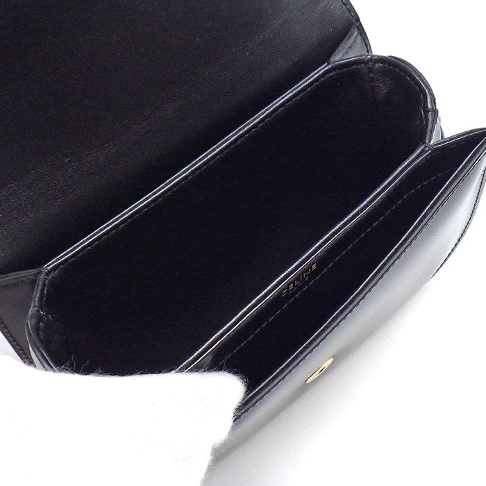 CELINE Triomphe Mini Buzas Claire Handbag in Black Shiny Calfskin