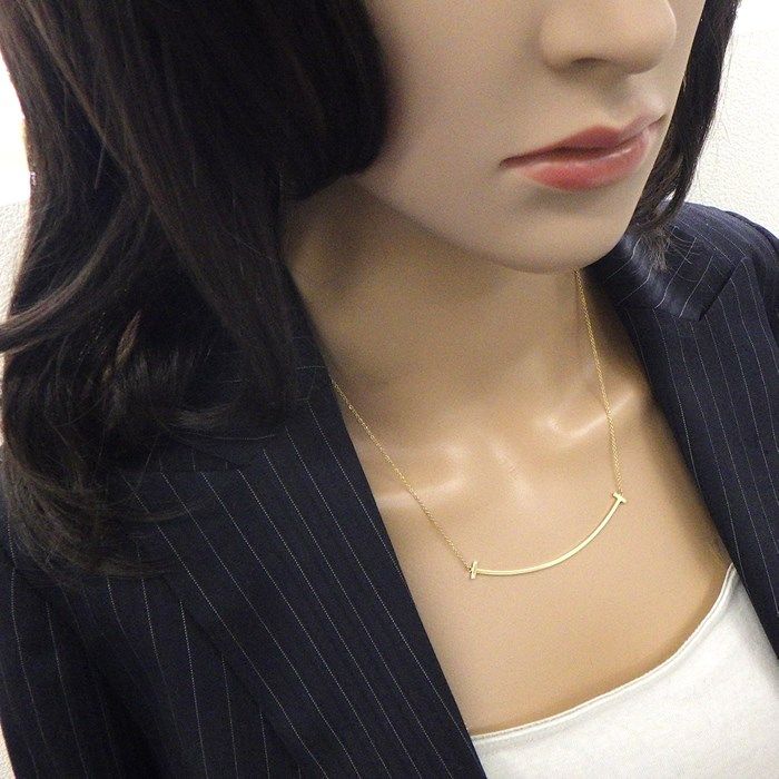 Tiffany & Co. T Smile Large Necklace in K18 Yellow Gold