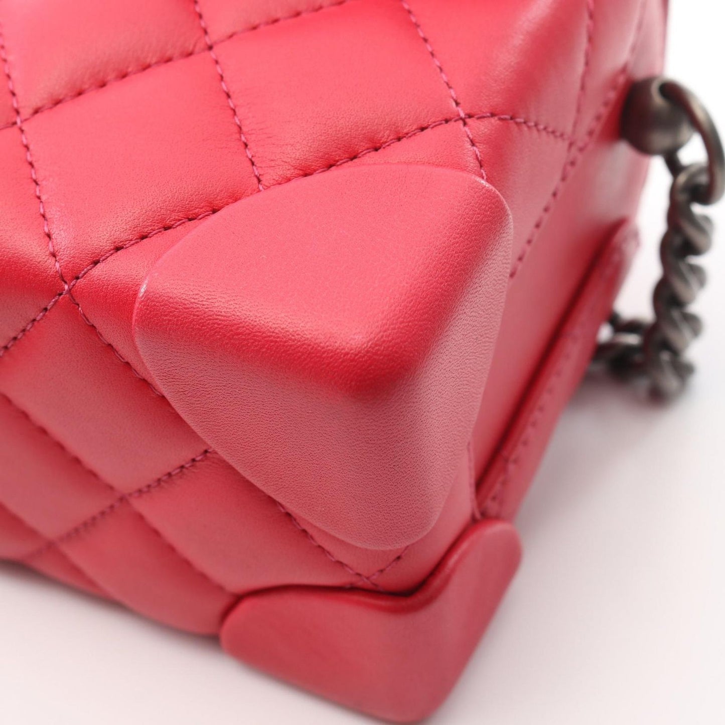 CHANEL Matelassé Mini Vanity Shoulder Bag in Magenta Lambskin