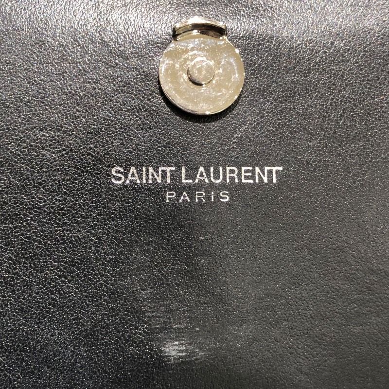 SAINT LAURENT Sunset Chain Black Croc-Embossed Leather Shoulder Bag