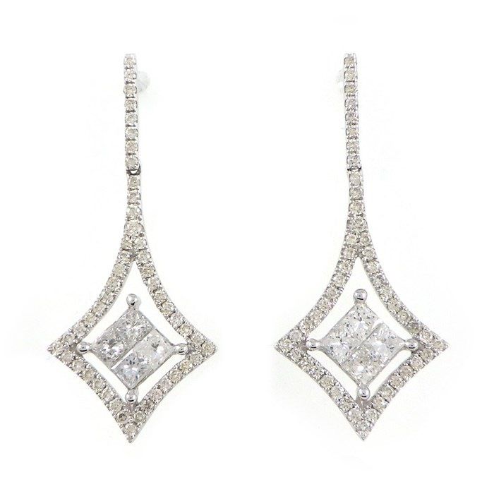 SOUTHERN CROSS Diamond Drop Earrings in K18 White Gold