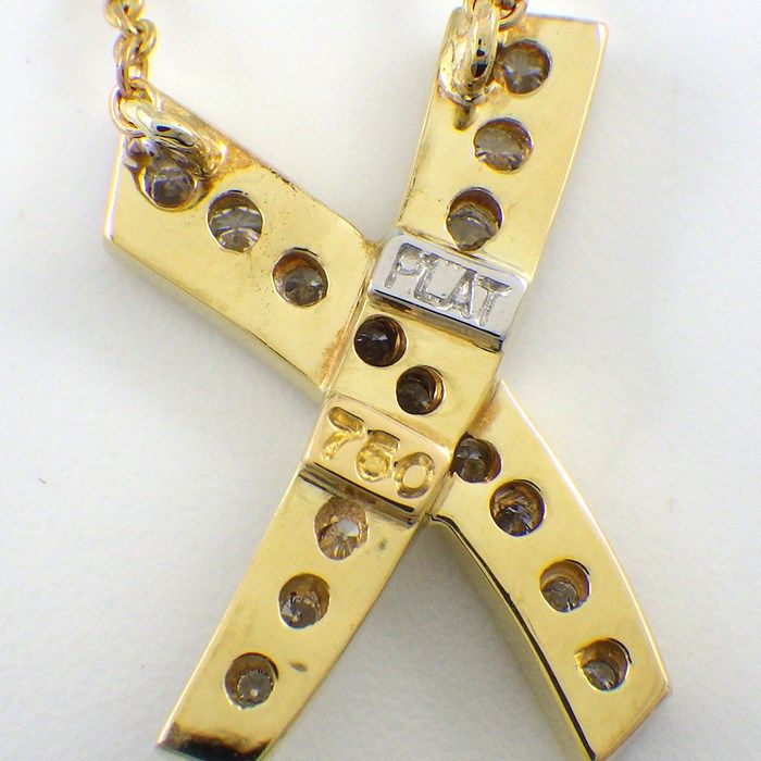 Tiffany & Co. Kiss X Cross Diamond Necklace in K18YG & PT950
