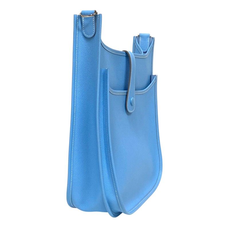 HERMES Evelyne III GM Celeste Shoulder Bag with Silver Hardware