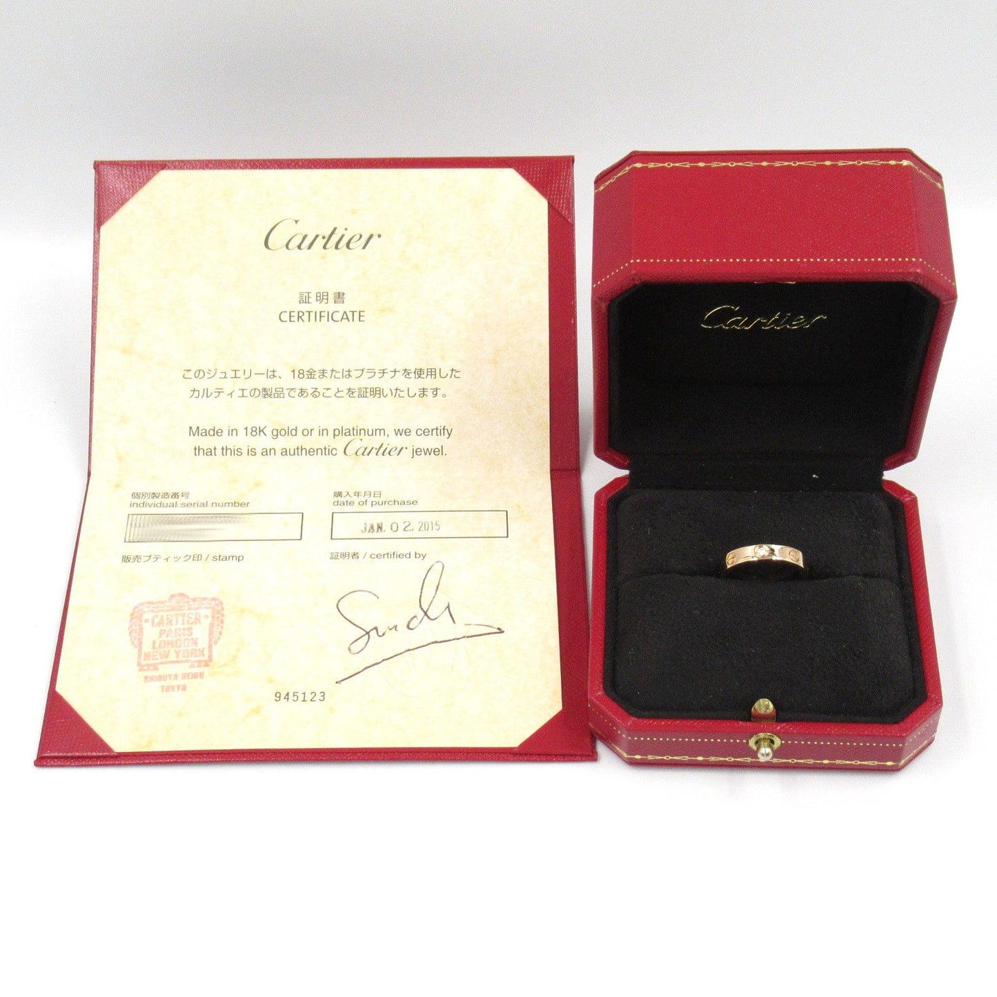Cartier Mini Love Ring in 18K Pink Gold with Diamonds