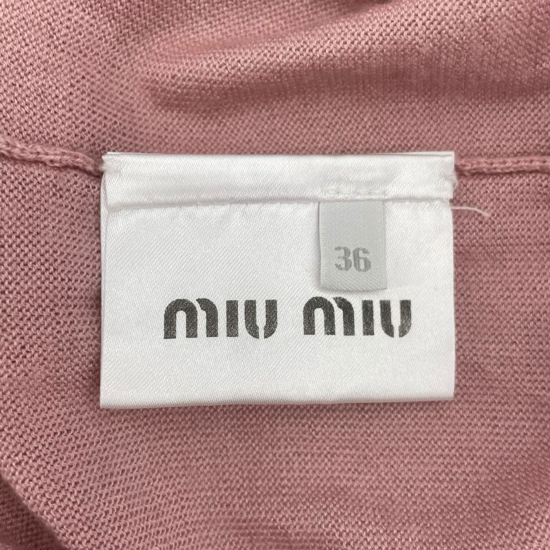 miu miu Love Embroidered Knit Top in Pink - Size 36