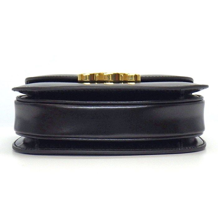 CELINE Triomphe Mini Buzas Claire Handbag in Black Shiny Calfskin
