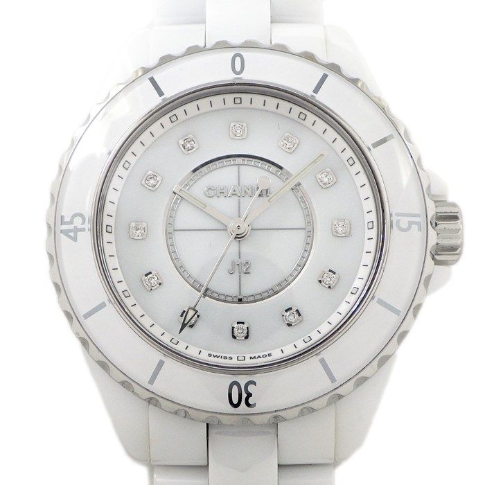 Chanel J12 H5703 Diamond Index White Dial Ceramic Watch