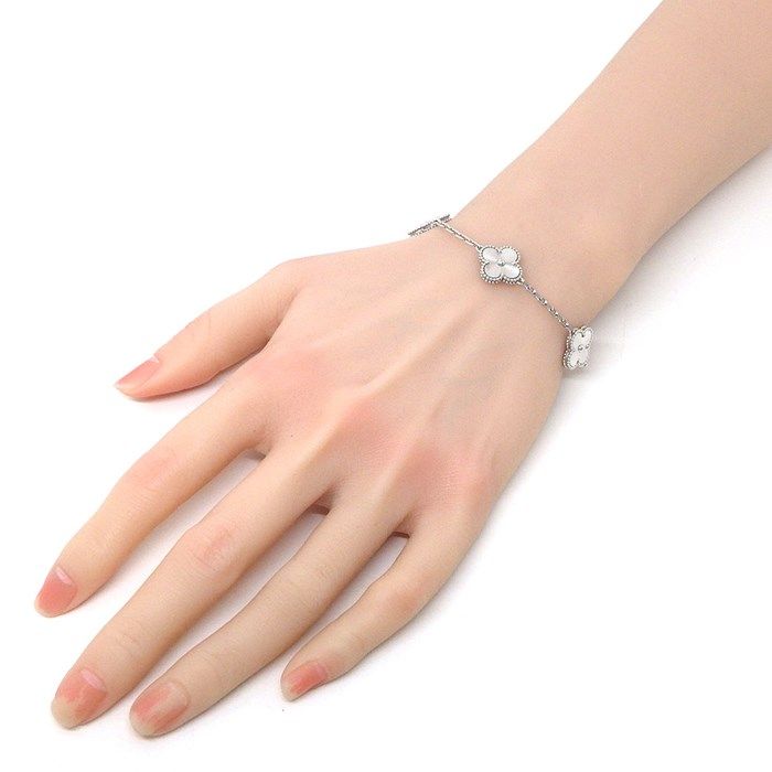 Van Cleef & Arpels Vintage Alhambra 5 Motif Bracelet in K18 White Gold
