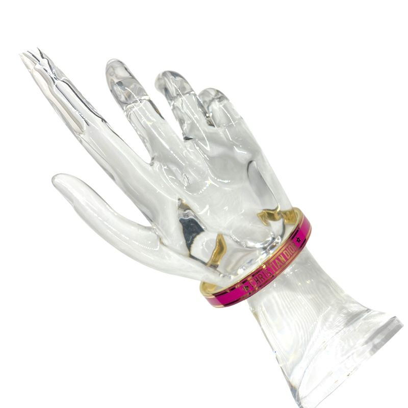 Christian Dior Gold & Blush Pink Metal Cuff Bangle - Exquisite Elegance