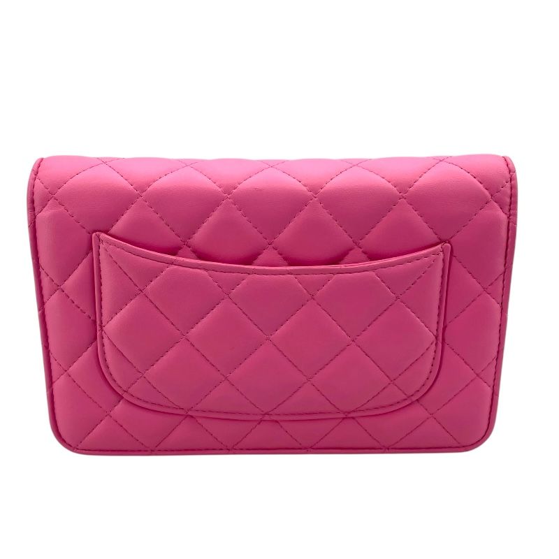 CHANEL Chain Wallet A33814 Pink Lambskin Shoulder Bag