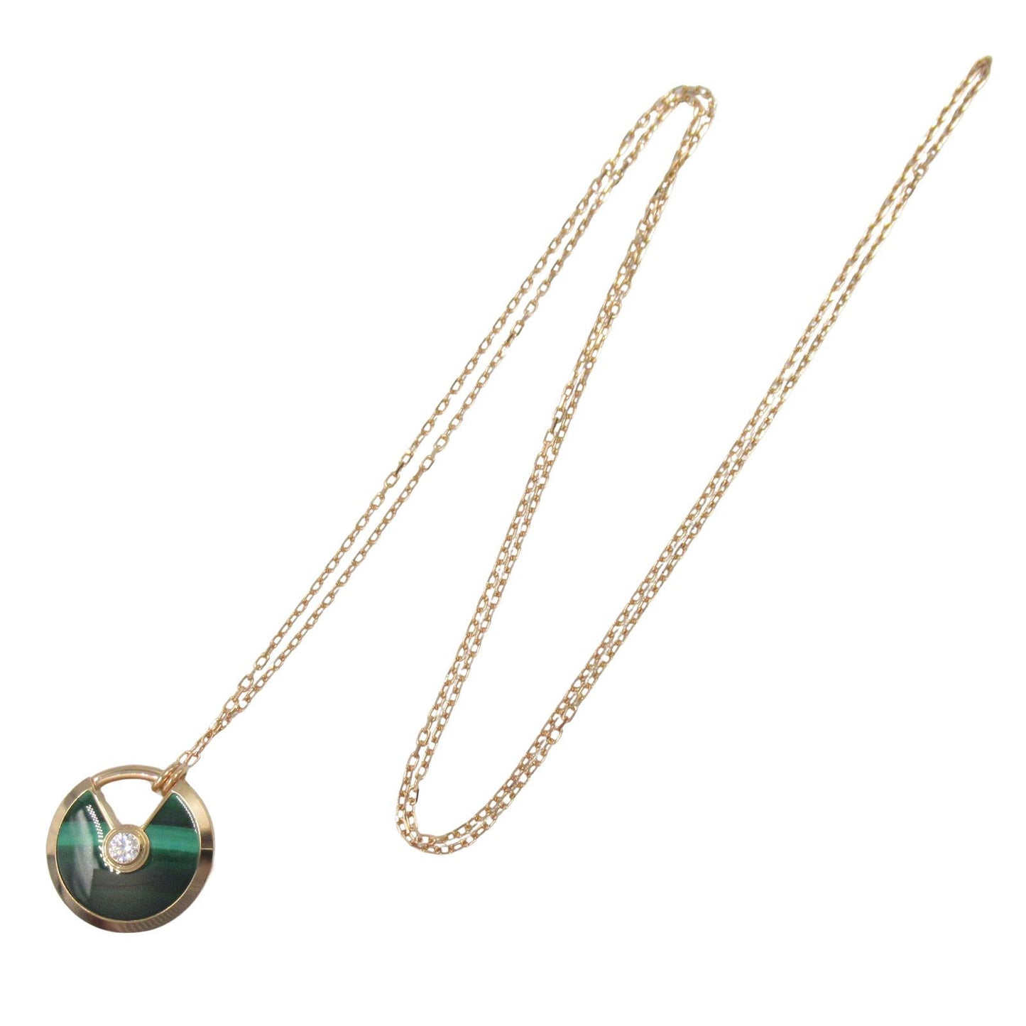 CARTIER Amulette Necklace with Malachite & Diamonds in 18K Pink Gold
