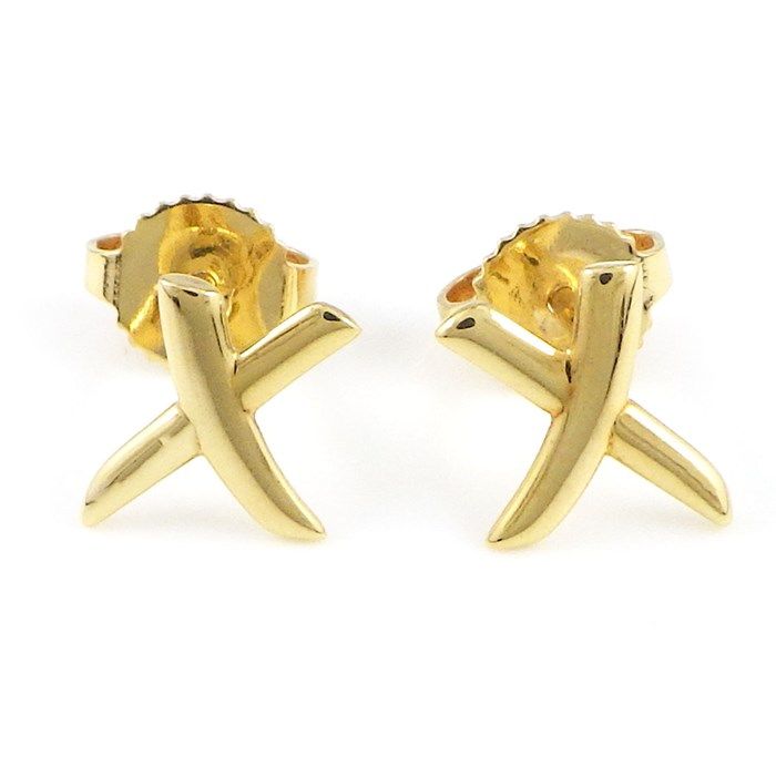 Tiffany & Co. Kiss X Cross K18YG Earrings - Exquisite Craftsmanship