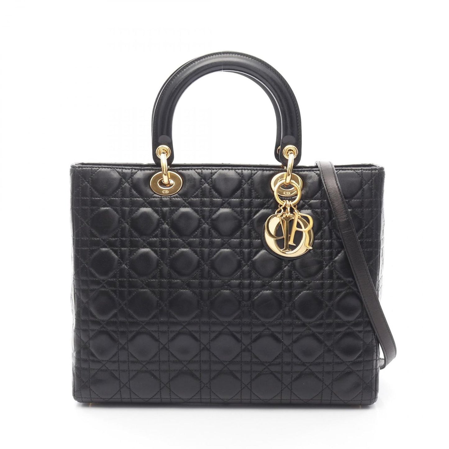 Dior Lady Dior Large Black Leather Handbag - Timeless Elegance