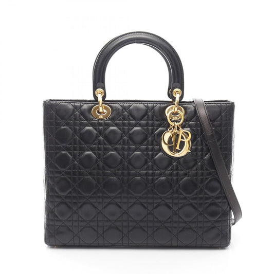 Dior Lady Dior Large Black Leather Handbag - Timeless Elegance