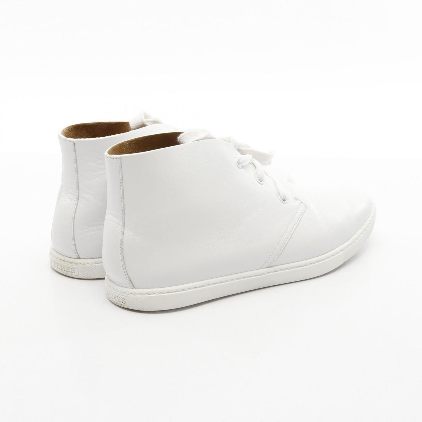 HERMES Ex Libris White Leather Sneakers - Timeless Elegance