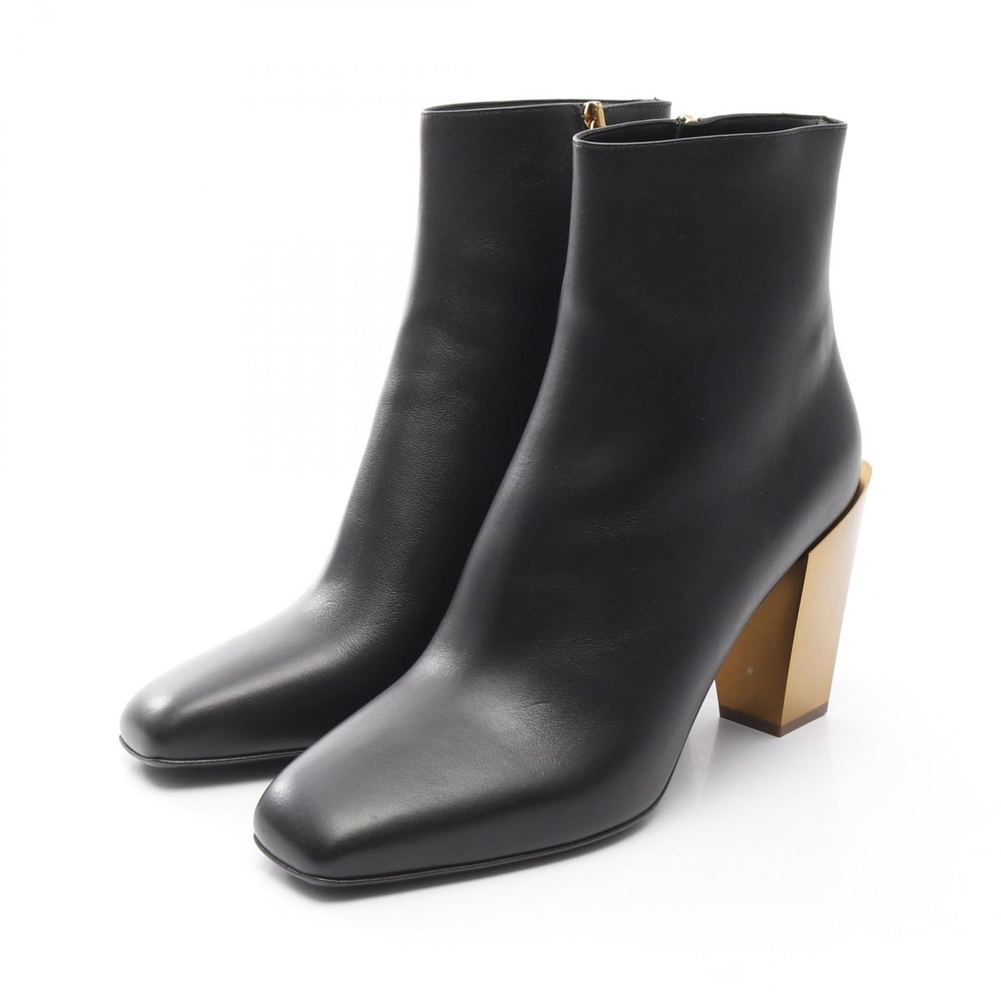 Salvatore Ferragamo Black Leather Short Boots - Unworn Elegance