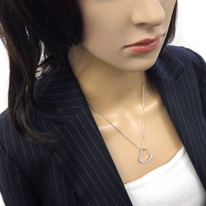 Heart Motif Diamond Necklace in K18 White Gold - 1.01ct
