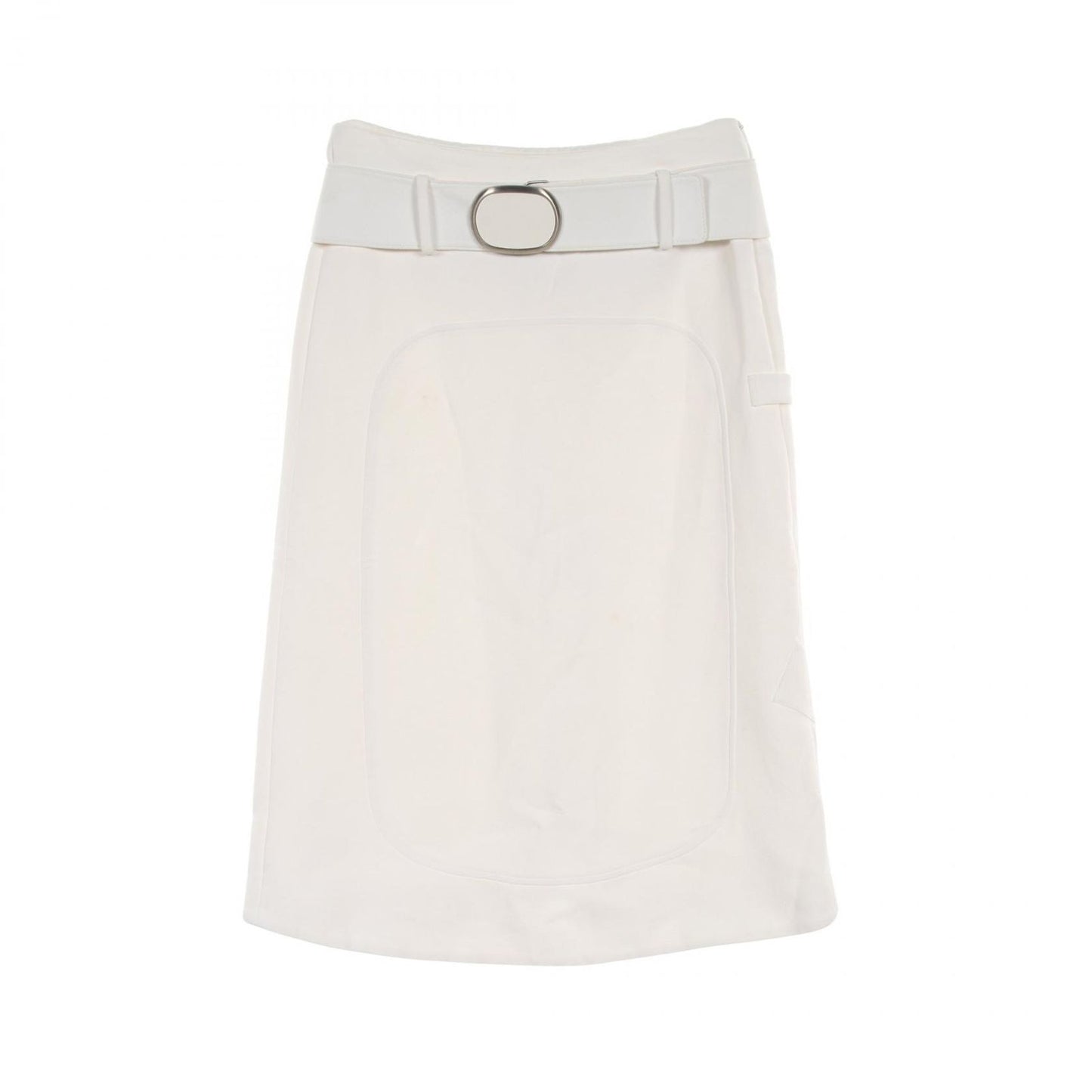 Salvatore Ferragamo Belt Motif White Rayon Skirt - Timeless Elegance