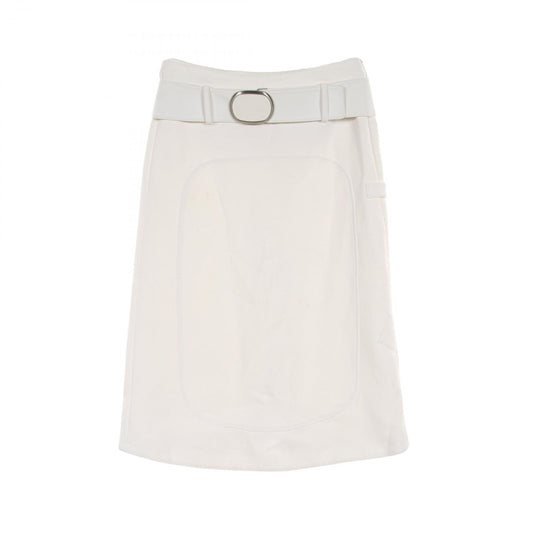 Salvatore Ferragamo Belt Motif White Rayon Skirt - Timeless Elegance