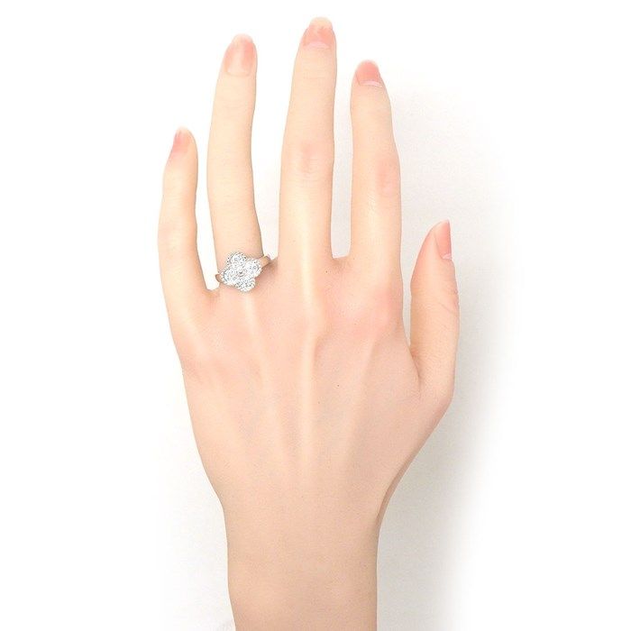 Van Cleef & Arpels Vintage Alhambra Diamond Ring in 18K White Gold