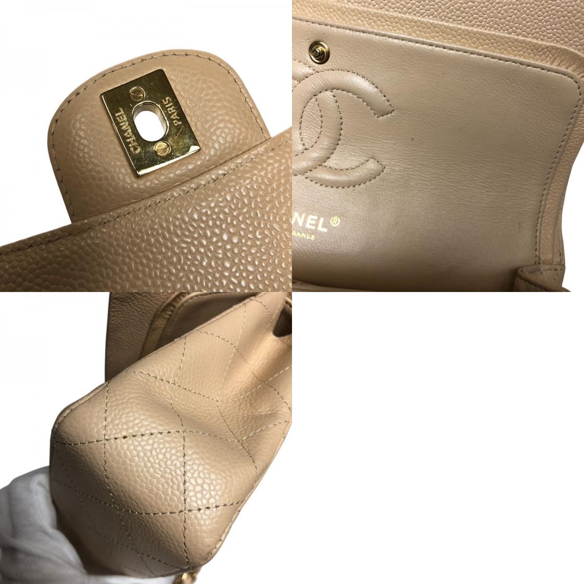 CHANEL Matelassé 25 Beige Caviar Skin Shoulder Bag with Gold Hardware