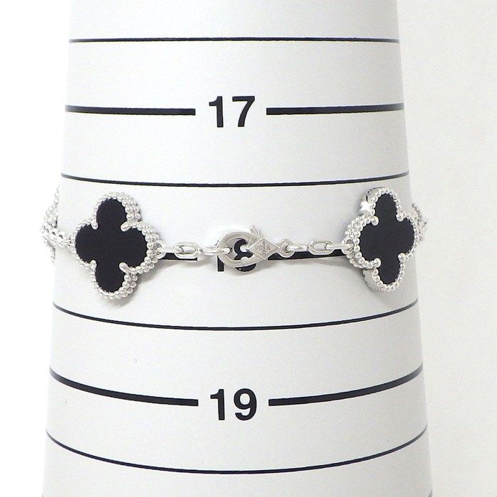 Van Cleef & Arpels Vintage Alhambra 5 Motif Bracelet with Onyx & Diamonds