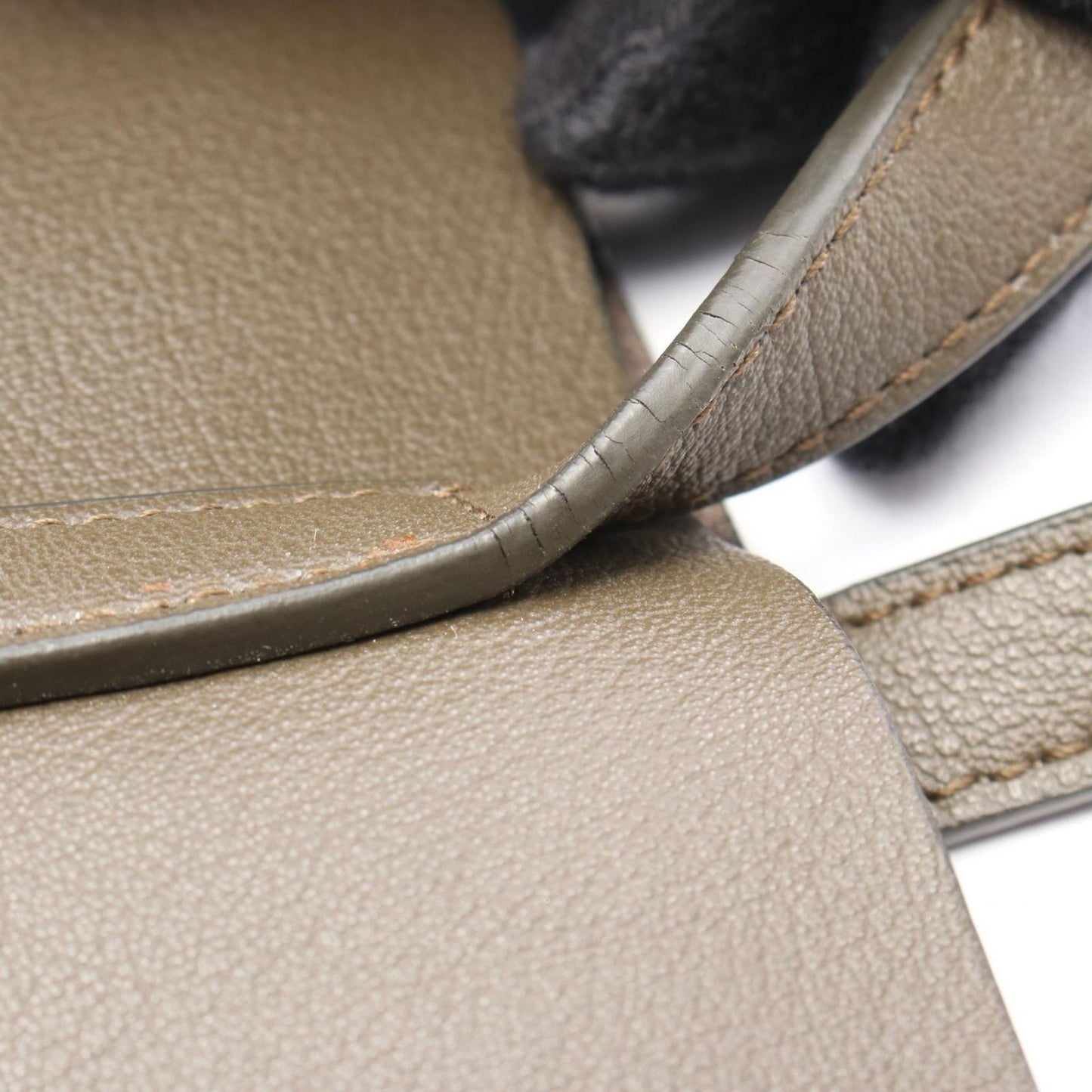 SAINT LAURENT Olive Leather Toy Shopping Tote Bag