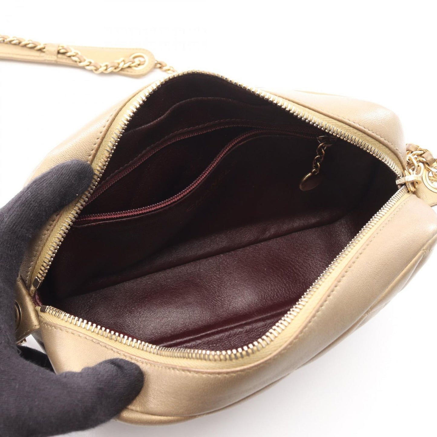 CHANEL Matelassé Camera Bag in Gold Lambskin - Exquisite Luxury