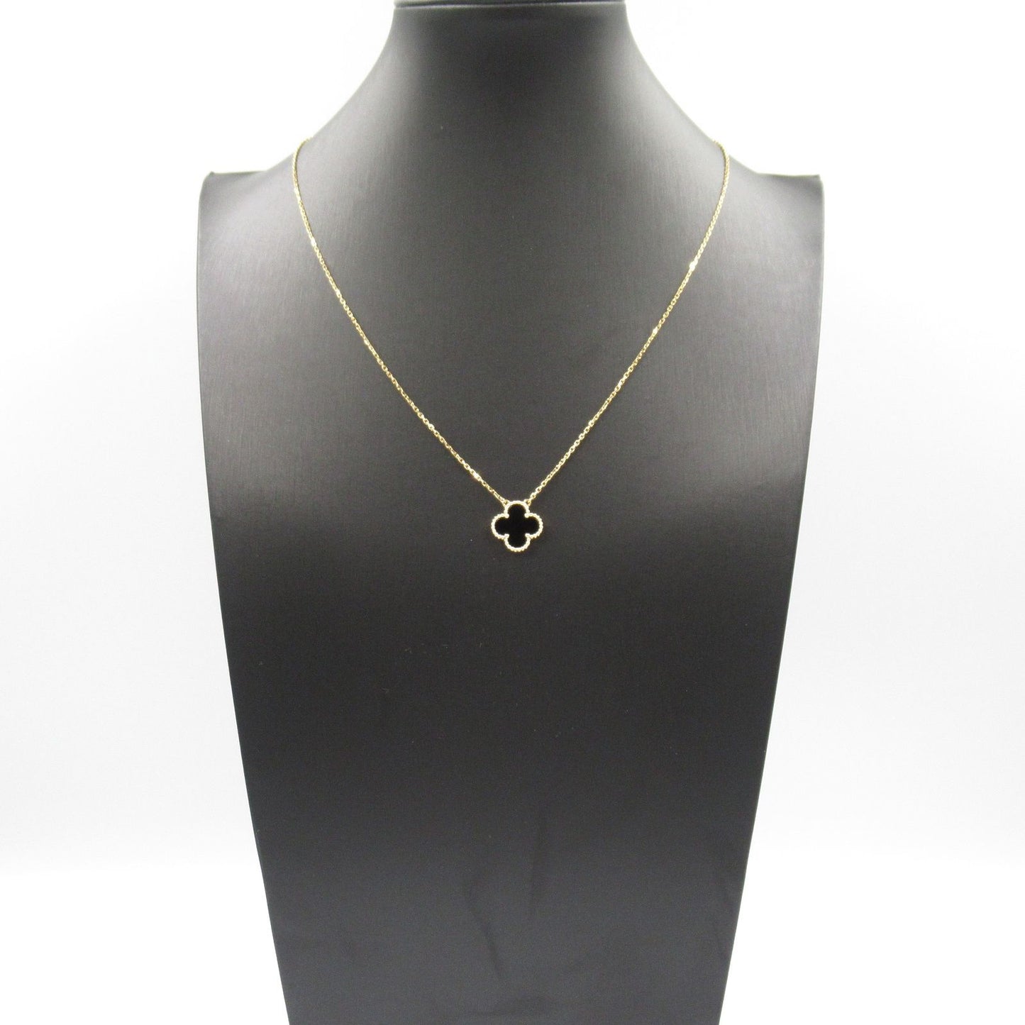 Van Cleef & Arpels Vintage Alhambra Necklace in Onyx & Yellow Gold