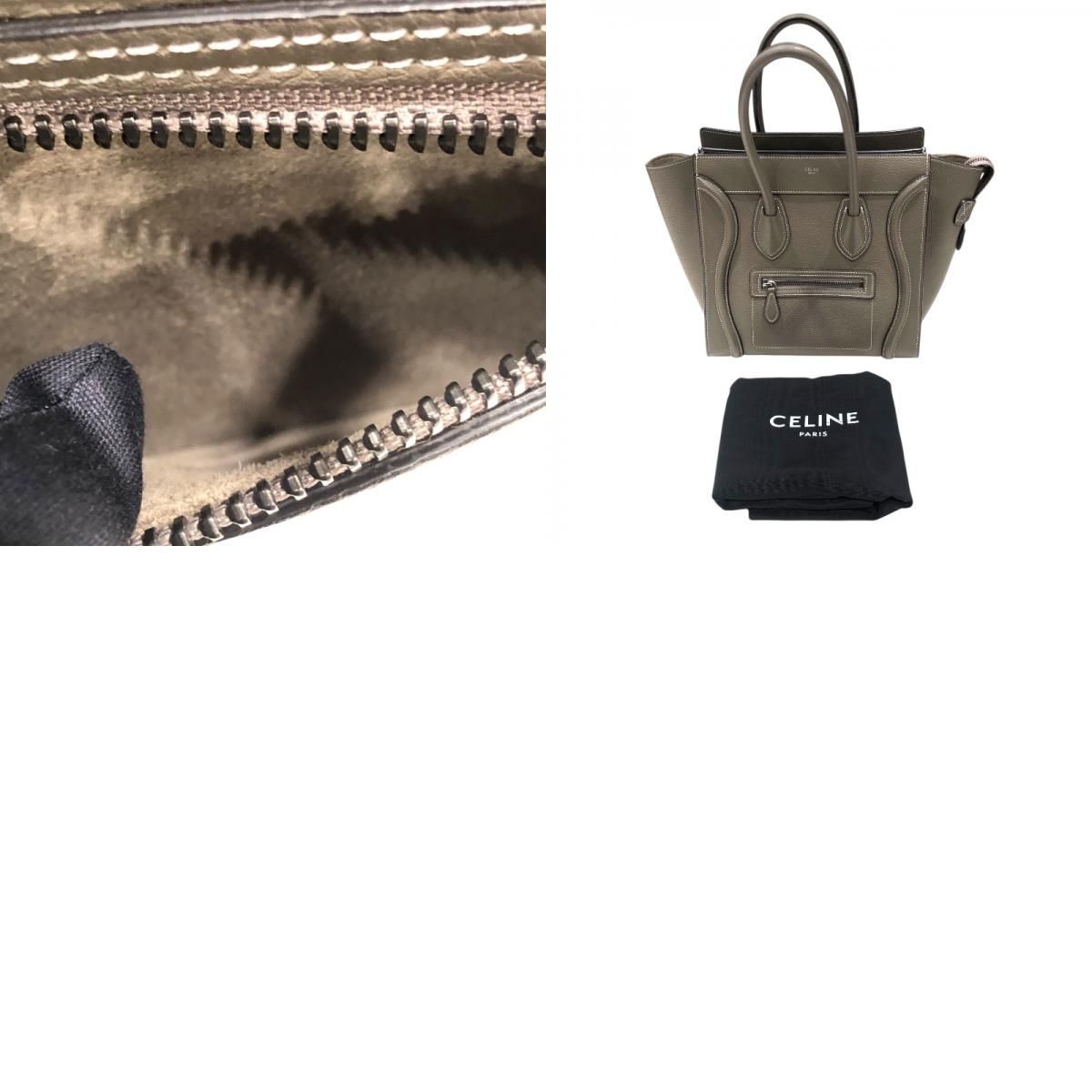 CELINE Luggage Micro Shopper Handbag in Grey with Silver Hardware