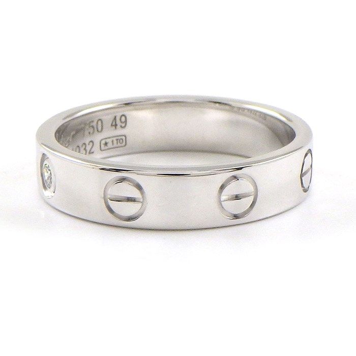 Cartier Love Ring SM with Diamond - K18 White Gold, Size 9