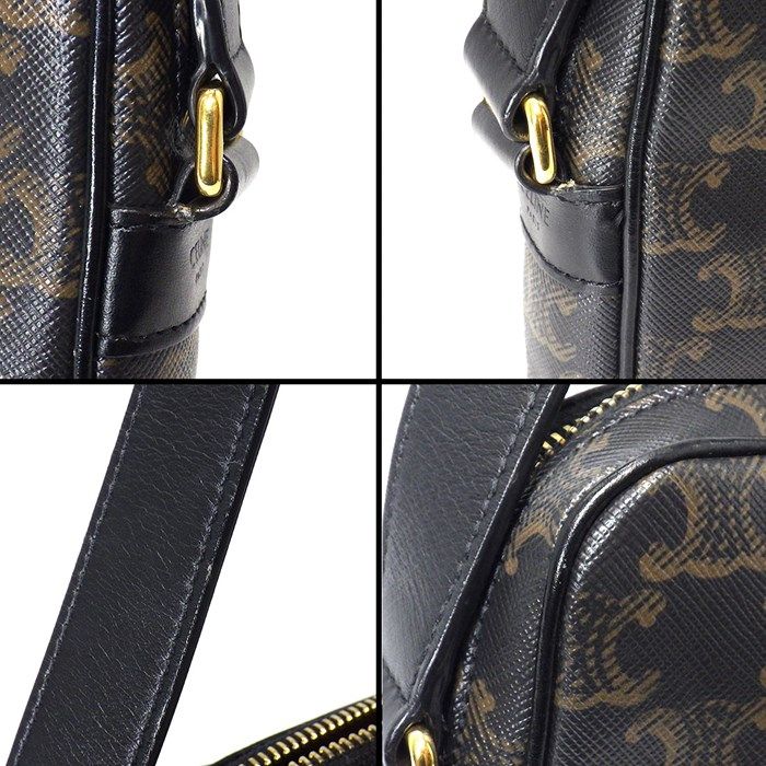 CELINE Medium Messenger Bag in Black Trionf Canvas & Calfskin