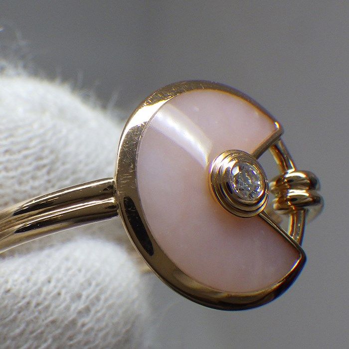 Cartier Amulet Ring with Pink Opal & Diamond in 18K Rose Gold