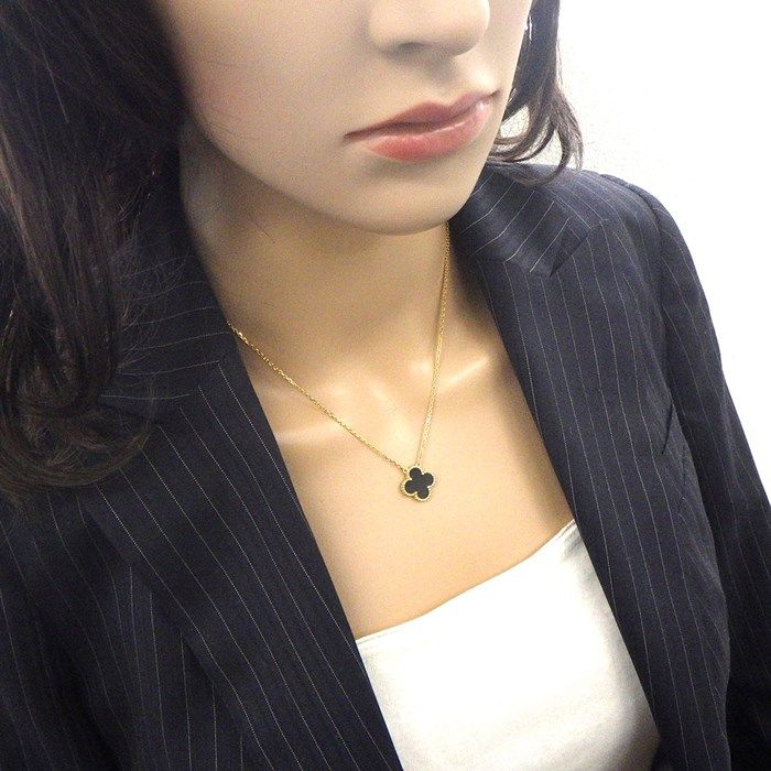 Van Cleef & Arpels Vintage Alhambra Necklace in Onyx & K18YG