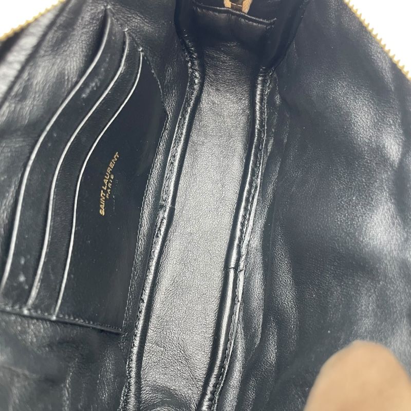 SAINT LAURENT Rive Gauche Roomy Shoulder Bag in White Grain Leather