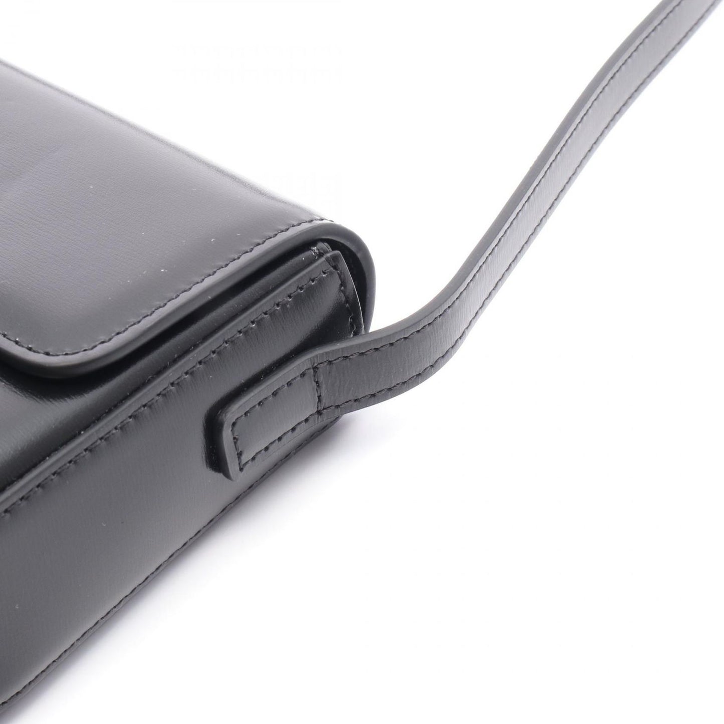 CELINE Claude Triomphe Shoulder Bag in Black Leather