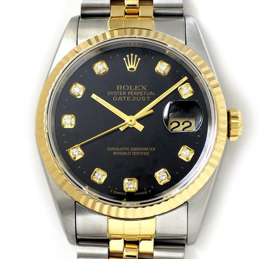 Rolex Datejust 16233G - 1994-1995 - Diamond Index - Black Dial