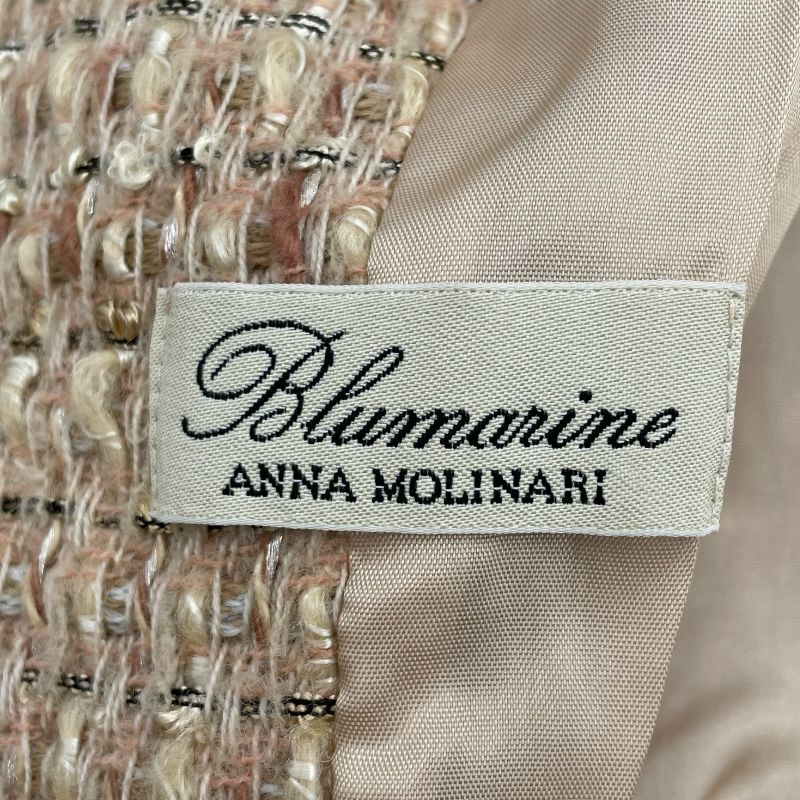 ANNA MOLINARI Beige Tweed Jacket with Fur Trim - Exquisite Craftsmanship