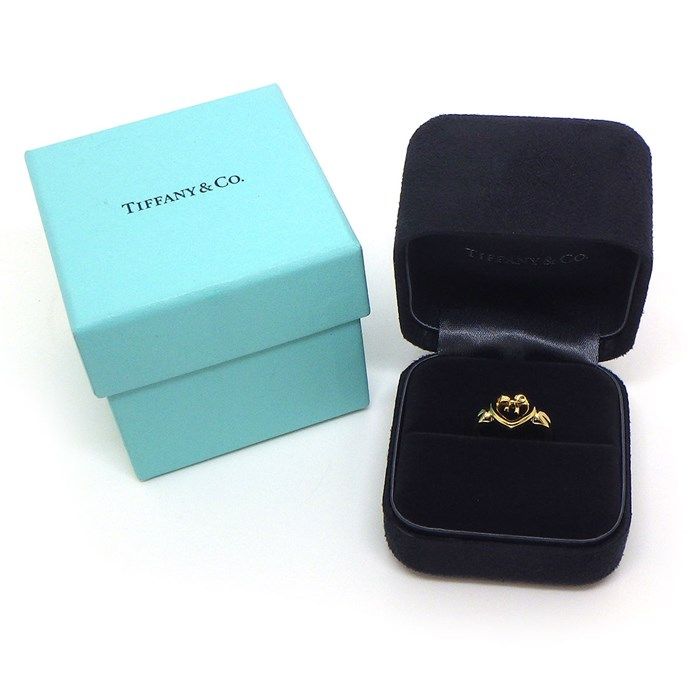 Tiffany & Co. Heart with Bow Ring in 18K Yellow Gold - Size 11.5