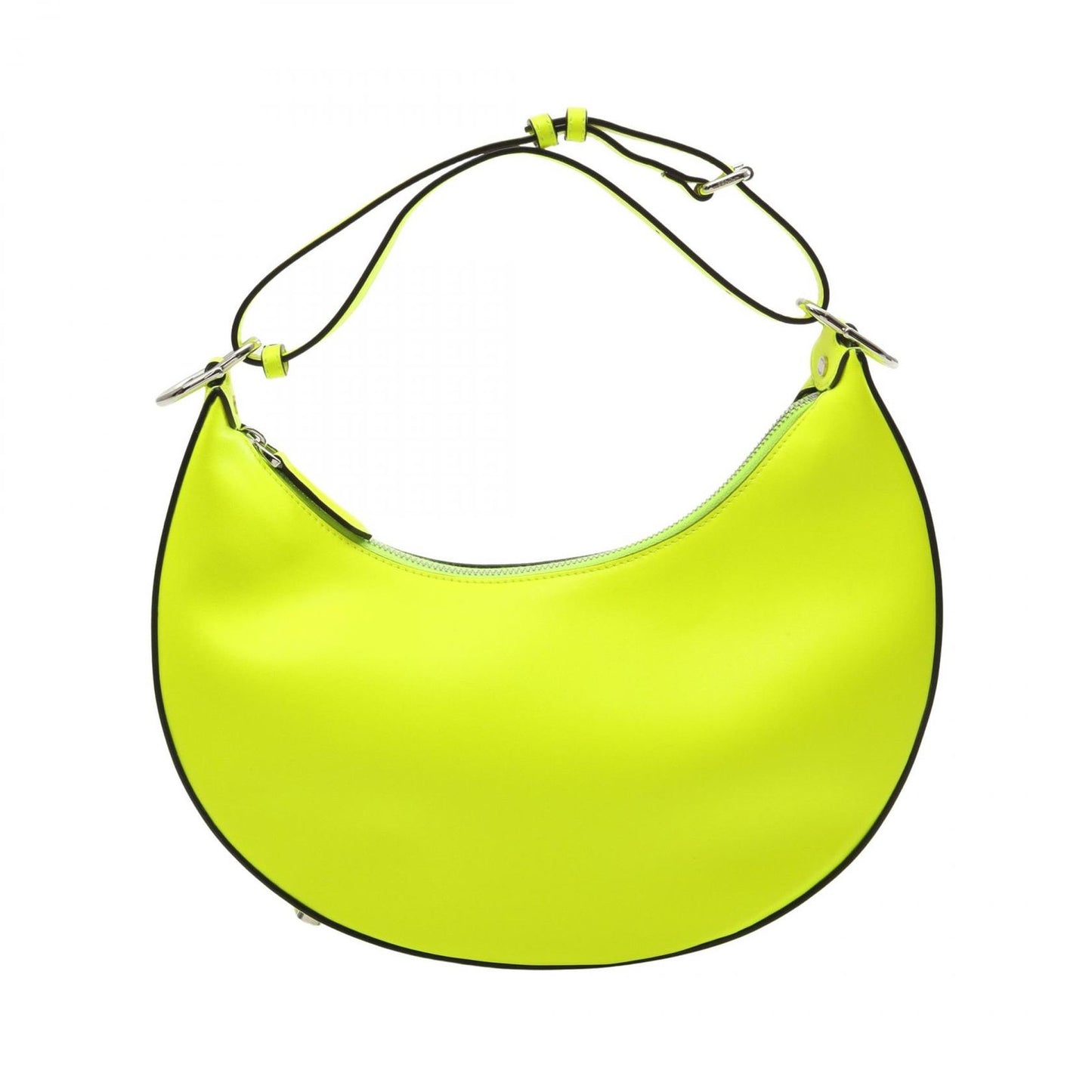 FENDI Graphite Small Handbag in Neon Yellow Leather