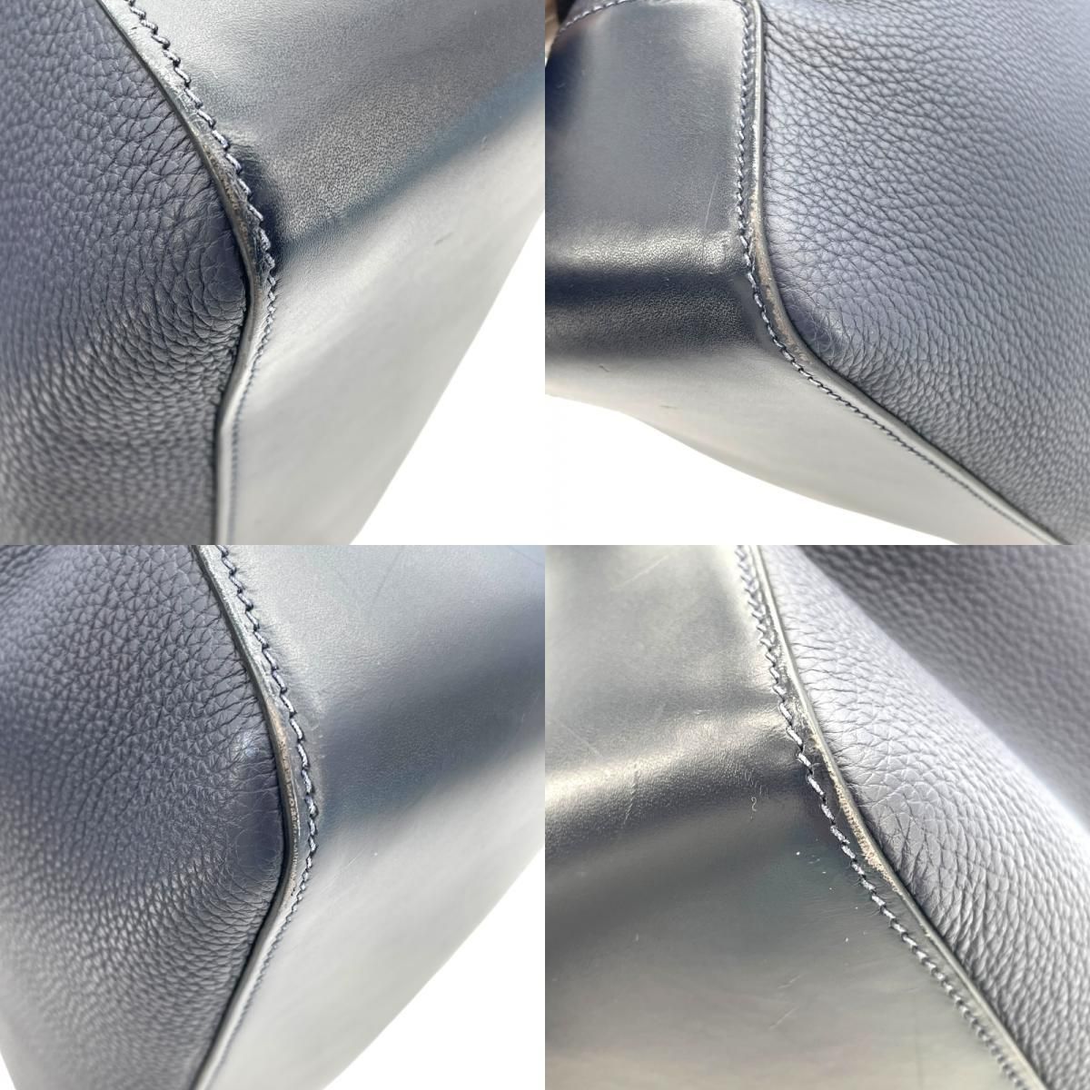 HERMES City News A刻 Blue Nuit & Silver Hardware Shoulder Bag