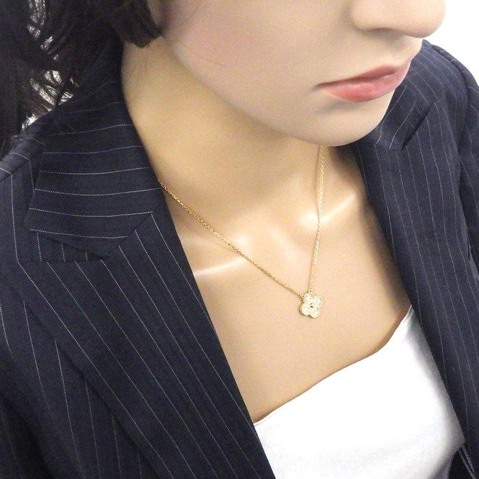 Van Cleef & Arpels Vintage Alhambra Necklace with Diamonds in K18 Pink Gold