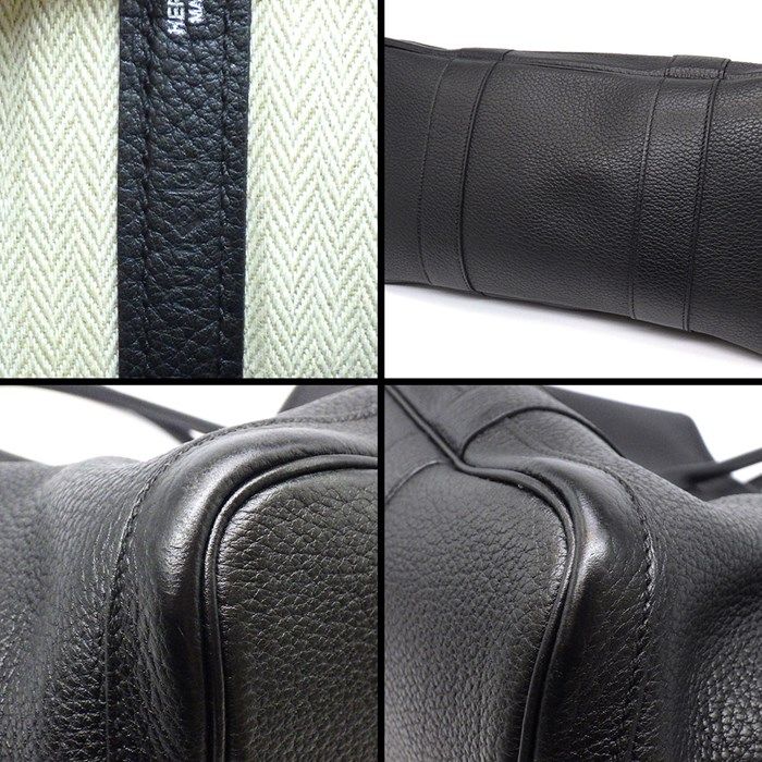 HERMES Garden Party PM Tote Bag - Black Negonda Leather, 2011