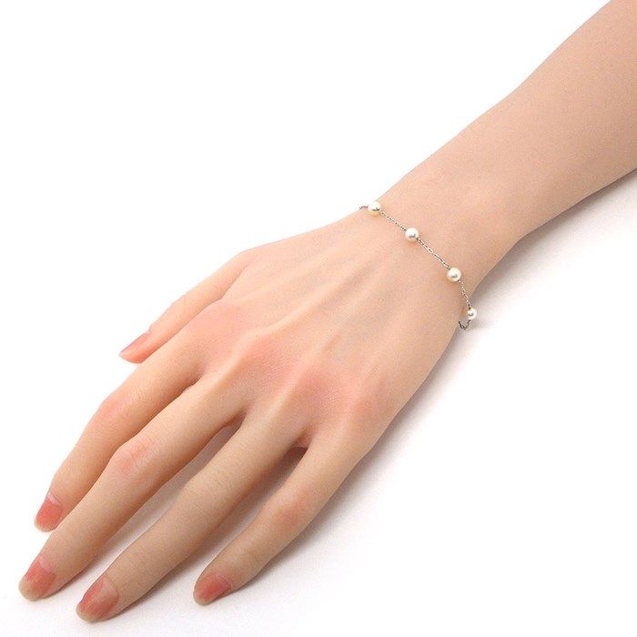 MIKIMOTO 8-Point Pearl Station Bracelet in K18 White Gold