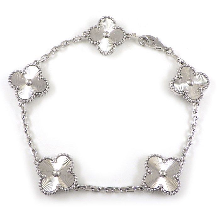 Van Cleef & Arpels Vintage Alhambra 5 Motif Bracelet in K18 White Gold